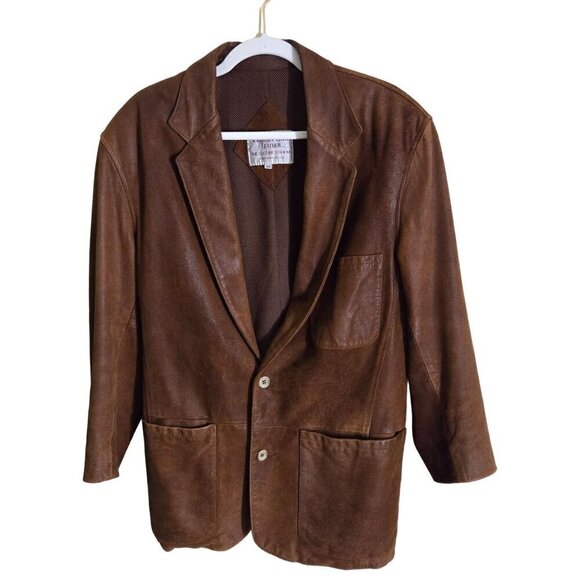 Northern Lights Leather Jackets & Blazers - Northern Lights Leather Vintage Brown Leather Blazer Jacket Lined Size 36/S